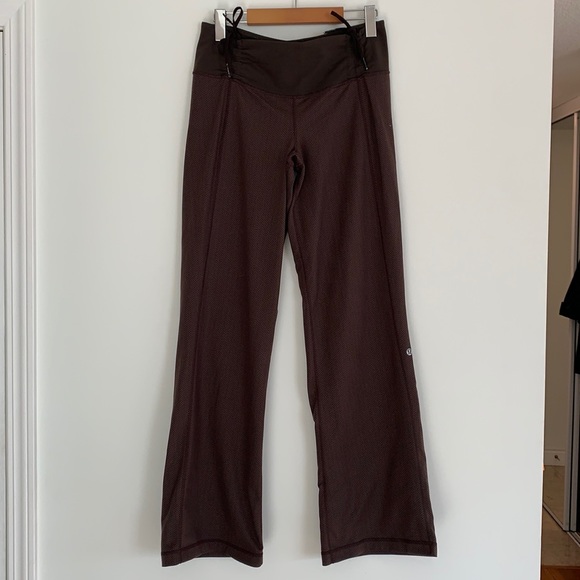 lululemon athletica Pants - lululemon Yoga Pants Ruche Waist Wide Leg Brown Print Sz8